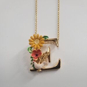 Les Nereides BlossomingVisit Alphabet Pendant Letter "E" Necklace